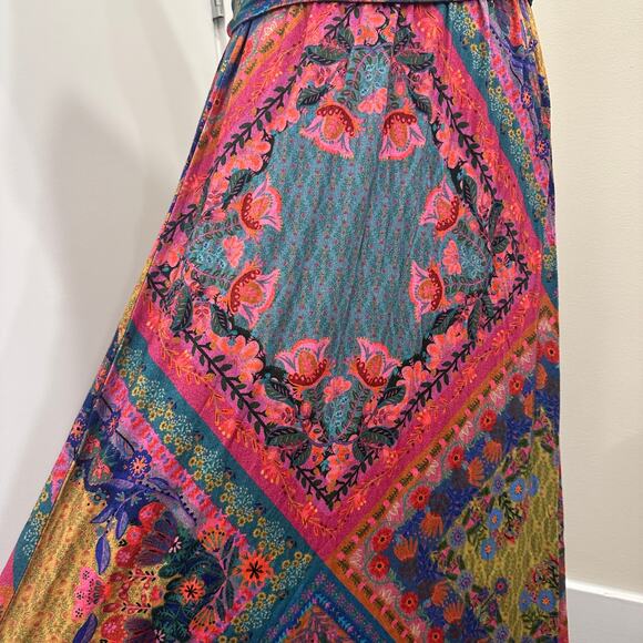 Natural Life NWT Stretch Jersey Maxi Skirt Multicolor Patchwork Hippie Festival - Picture 5 of 10